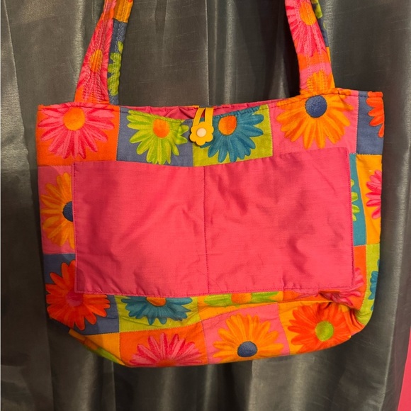 Handmade Spring Flowers Women’s Tote 12x16 Interior Exterior Pocket Flower Clasp - Picture 2 of 13